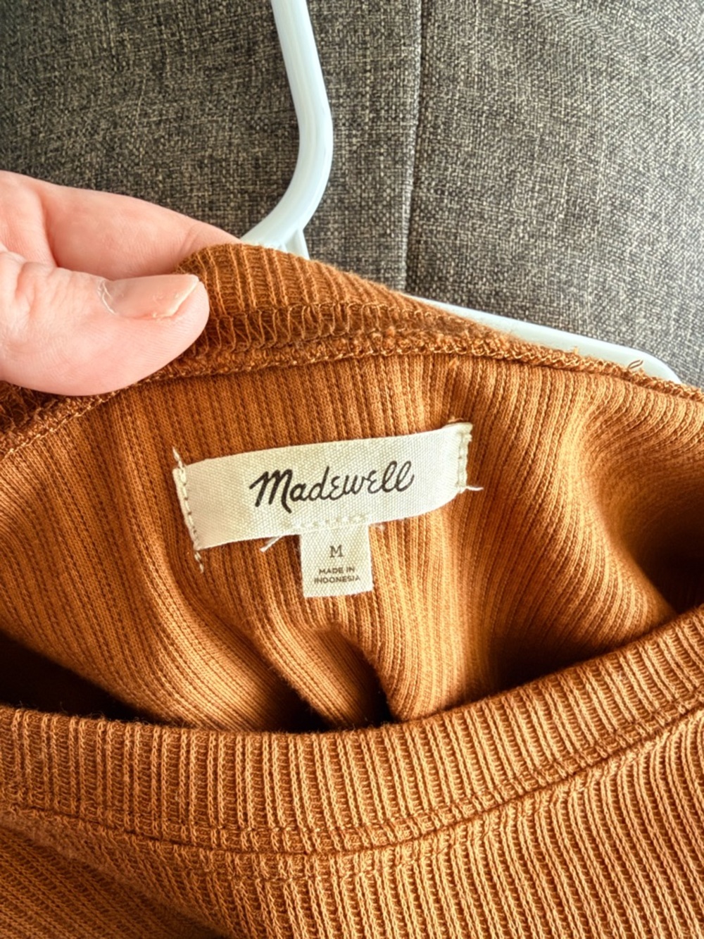 Madewell Ribbed Pocket Tee Dress Medium Rust Brown Short Sleeve Shift Dress - Picture 5 of 8